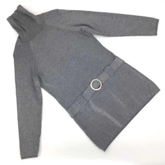 INC International Concepts Sweaters - INC Silver Hip Length Retro Turtleneck Sweater, XL